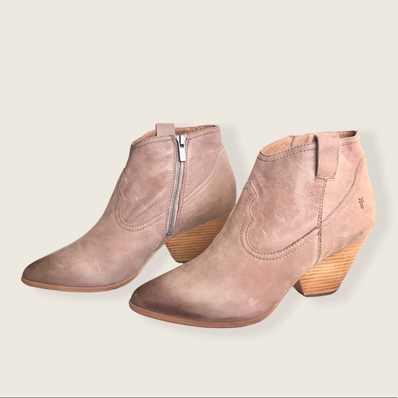 Frye Reina Genuine Leather Cute Ash Ankle Booties - Picture 8 of 16